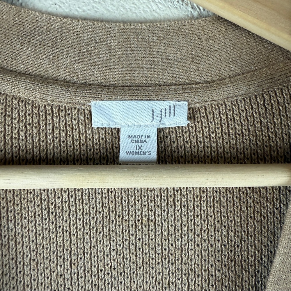 J. Jill Beige Tan Knit Button Front Long Line Cardigan - Picture 10 of 11